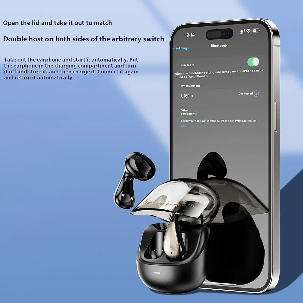 DUDAO U16Pro TWS Bluetooth-compatible Earphones Semi-In-Ear Wireless Sports Music Headset - Black - 3