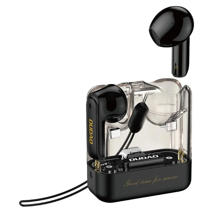 DUDAO U18Pro TWS Bluetooth-compatible Earphones Wireless Music Headset with Transparent Charging Case - Black - 1
