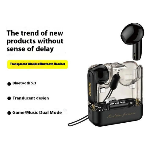 DUDAO U18Pro TWS Bluetooth-compatible Earphones Wireless Music Headset with Transparent Charging Case - Black - 2