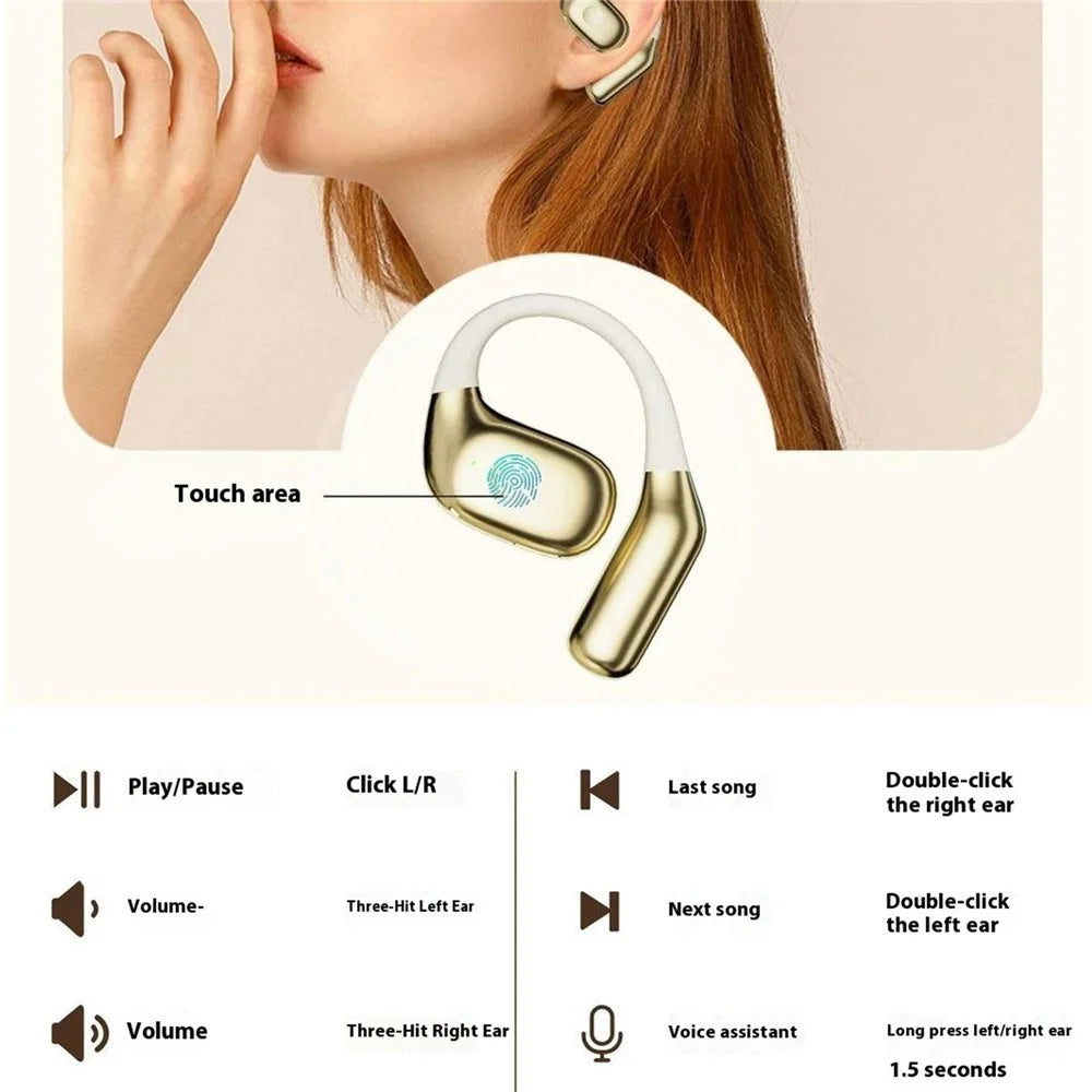 DUDAO U17Max OWS Bluetooth-compatible Earphone Ear Hanging Touch Sports Music Calls Headset - Apricot - 7