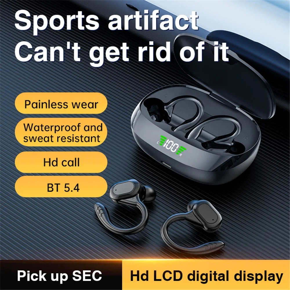 SP16 TWS Bluetooth-compatible Earphones Earhook In-Ear Wireless Music Headset with Digital Display Charging Box - Black - 2