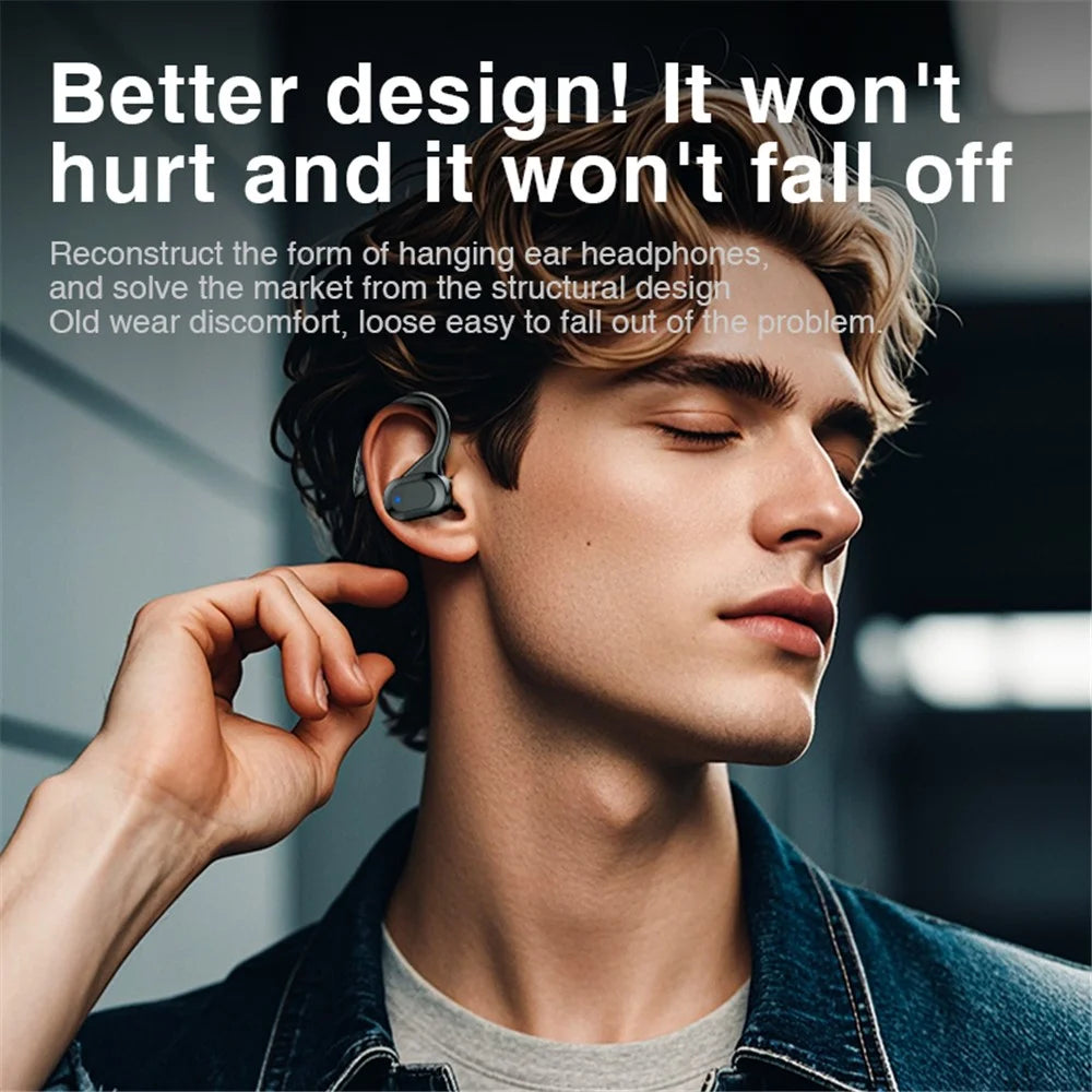 SP16 TWS Bluetooth-compatible Earphones Earhook In-Ear Wireless Music Headset with Digital Display Charging Box - Black - 4