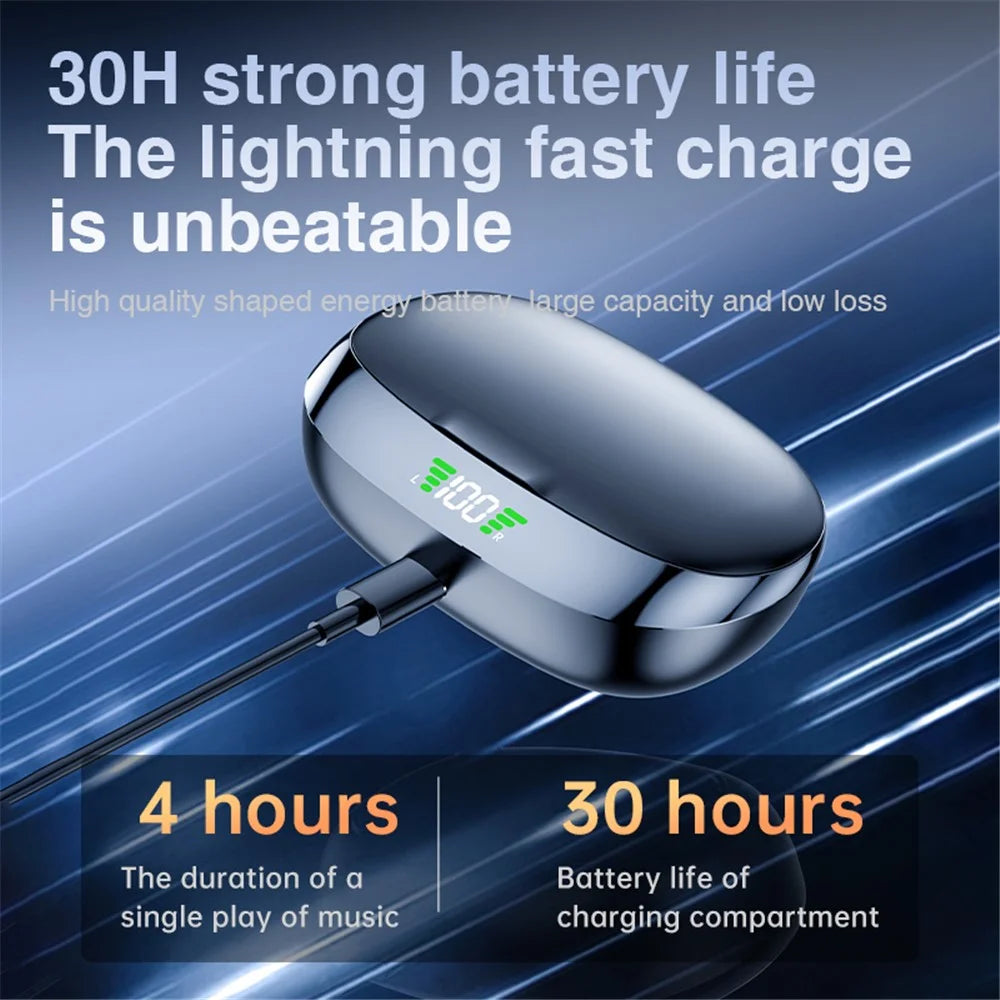 SP16 TWS Bluetooth-compatible Earphones Earhook In-Ear Wireless Music Headset with Digital Display Charging Box - Black - 5