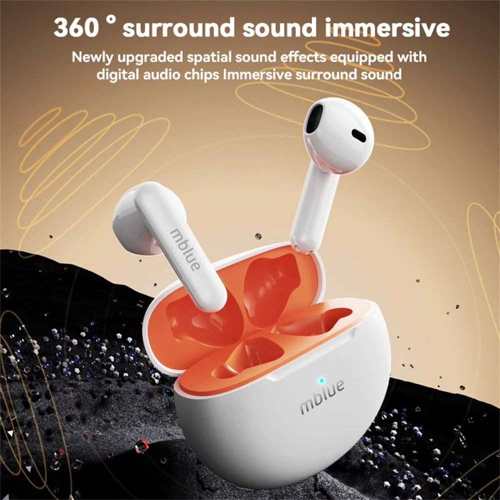 MBLUE AR10 TWS Bluetooth-compatible Earphones Low Latency Wireless Sports Music Headset - White - 5