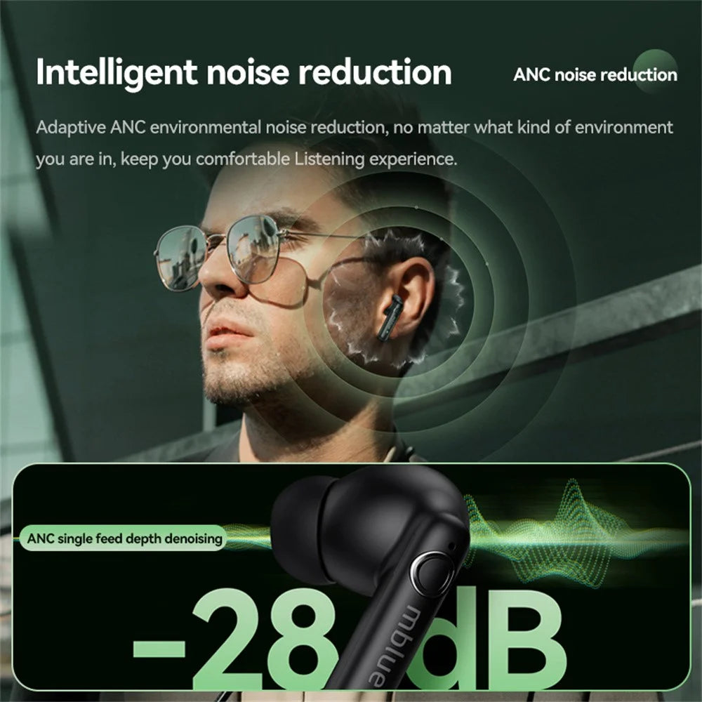 MBLUE AR09 TWS Bluetooth-compatible 5.4 In-Ear Earphones Low Latency Wireless Music Headset - Black - 3