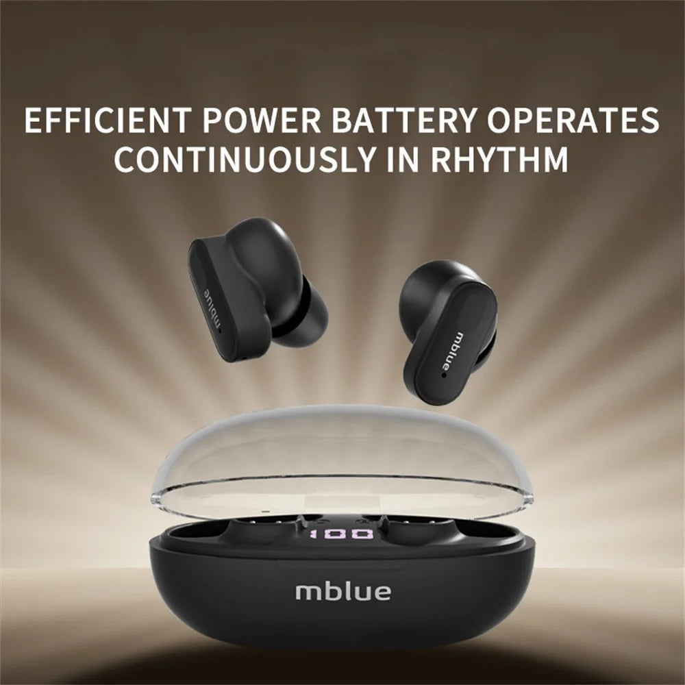 MBLUE AR01 TWS Bluetooth-compatible 5.4 Earphones Low Latency Wireless Music Calls In-Ear Headset - Black - 5