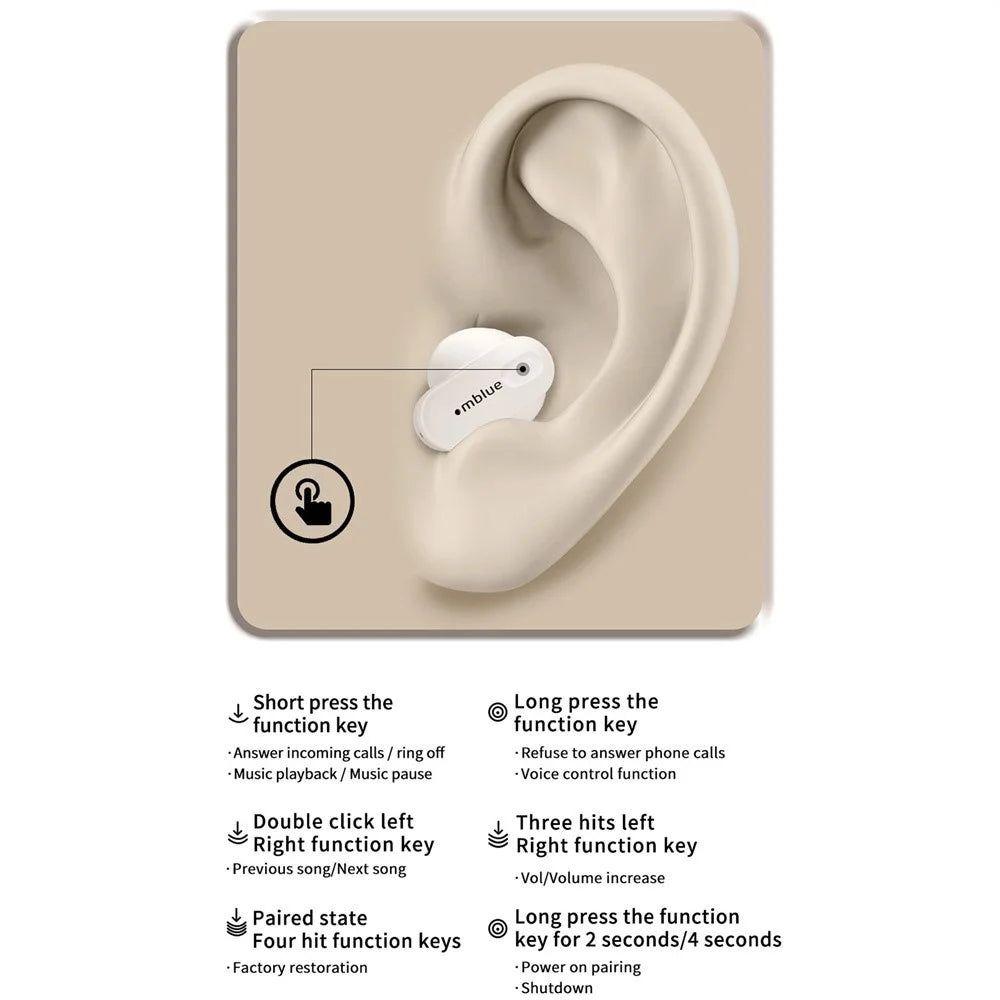 MBLUE AR01 TWS Bluetooth-compatible 5.4 Earphones Low Latency Wireless Music Calls In-Ear Headset - Black - 7