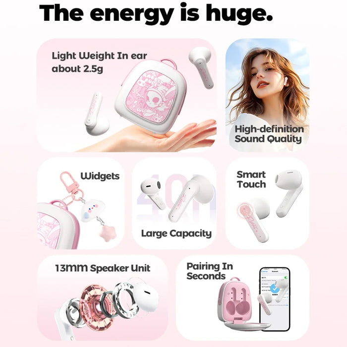 GS-T1 TWS Bluetooth-compatible 5.4 Earphones Creative Backpack Charging Box Wireless Music Headset - Pink - 2