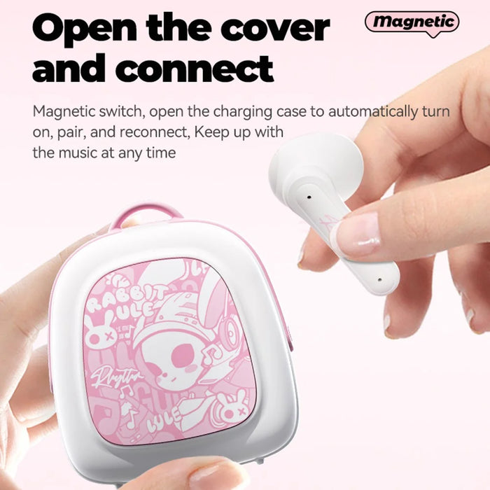 GS-T1 TWS Bluetooth-compatible 5.4 Earphones Creative Backpack Charging Box Wireless Music Headset - Pink - 6