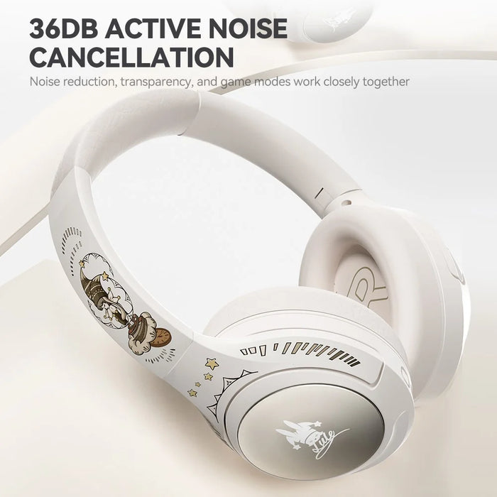 EL-GT2 ANC Noise Cancellation Bluetooth-compatible Headphone Wireless Over-Ear Gaming Music Headset - White - 6