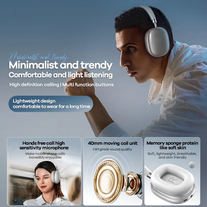 REMAX RB-602HB Wireless Headset Bluetooth-compatible 5.4 Over-Ear Headphones - Black - 2