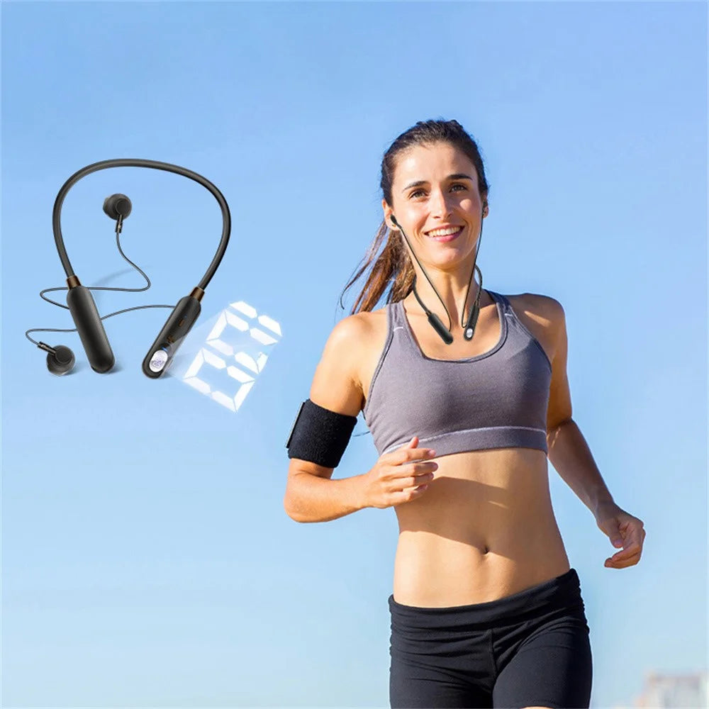 AKZ-R18 ENC Noise Canceling Bluetooth-compatible Headphones Power Display Sports Wireless Earphones - Pink - 4