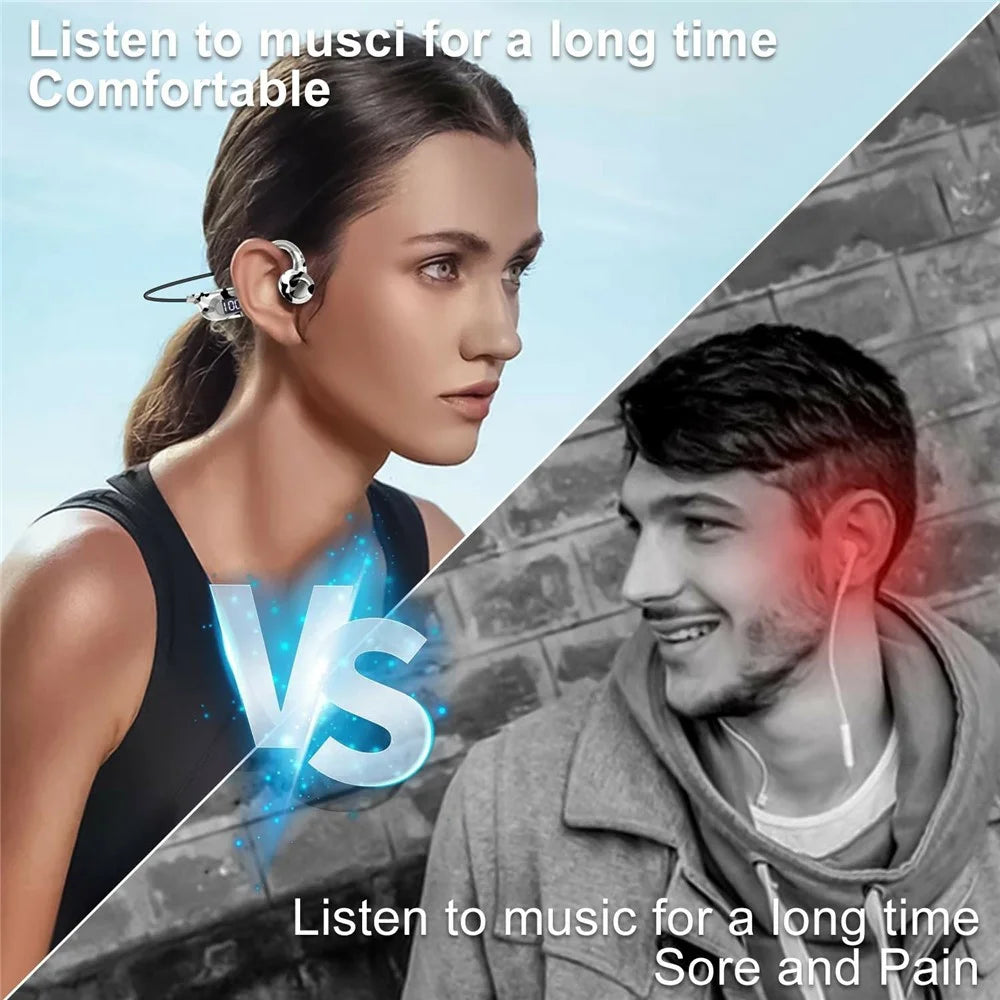 AKZ-G6 Bluetooth-compatible 5.3 Hi Fi Sound Earphones Open Ear Bone Conduction Headphones with LED Display - Army Green - 2