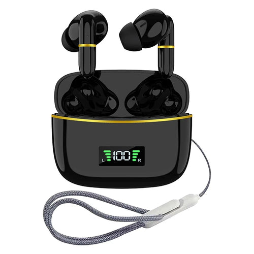 J2 Bluetooth-compatible 5.3 Wireless Earbuds Touch Control LED Display Earphone with Charging Case - Black - 1