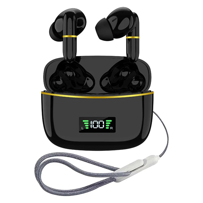 J2 Bluetooth-compatible 5.3 Wireless Earbuds Touch Control LED Display Earphone with Charging Case - Black - 1