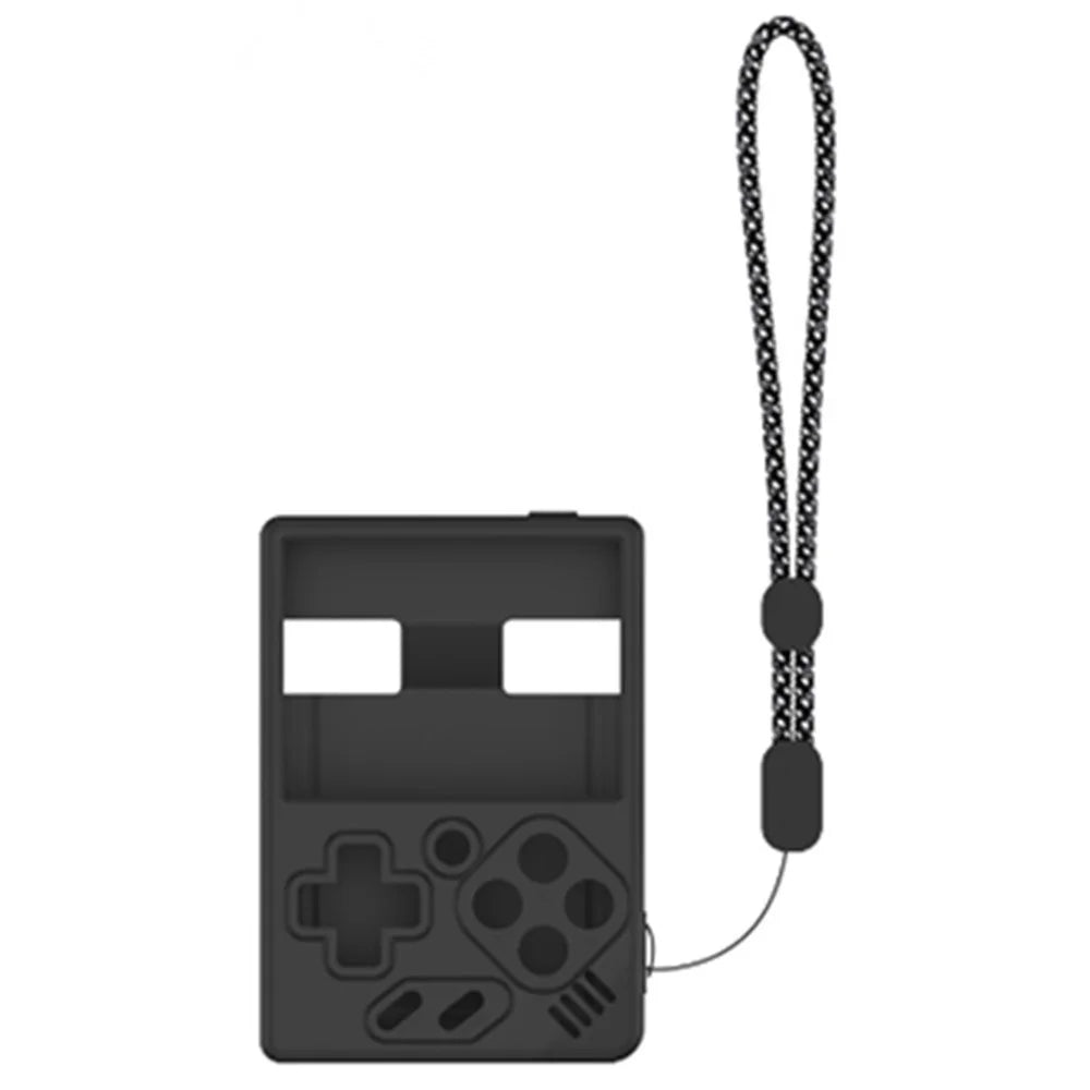 For Miyoo Mini V4 Handheld Console Silicone Protective Case with Wrist Strap - Black - 1