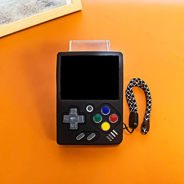 For Miyoo Mini V4 Handheld Console Silicone Protective Case with Wrist Strap - Black - 2