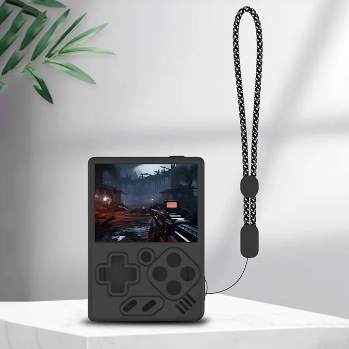 For Miyoo Mini V4 Handheld Console Silicone Protective Case with Wrist Strap - Black - 6