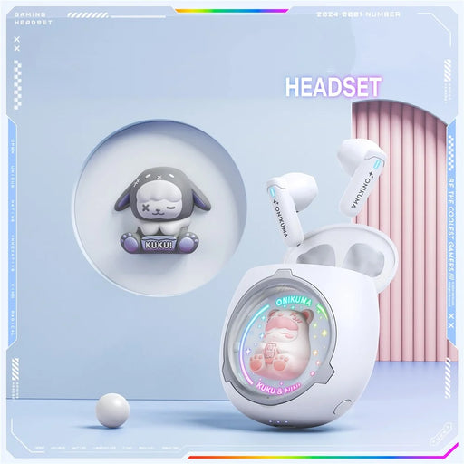 ONIKUMA T302 Cute Space Capsule Bluetooth-compatible Headset HiFi Music Wireless Earphones - White - 2