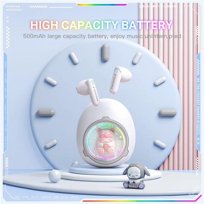 ONIKUMA T302 Cute Space Capsule Bluetooth-compatible Headset HiFi Music Wireless Earphones - White - 5
