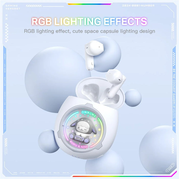ONIKUMA T302 Cute Space Capsule Bluetooth-compatible Headset HiFi Music Wireless Earphones - White - 6