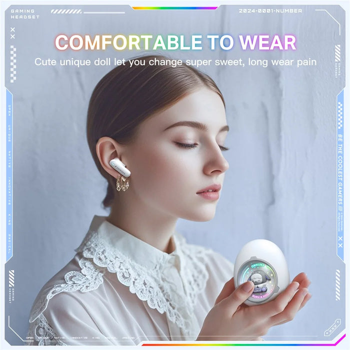 ONIKUMA T302 Cute Space Capsule Bluetooth-compatible Headset HiFi Music Wireless Earphones - White - 7