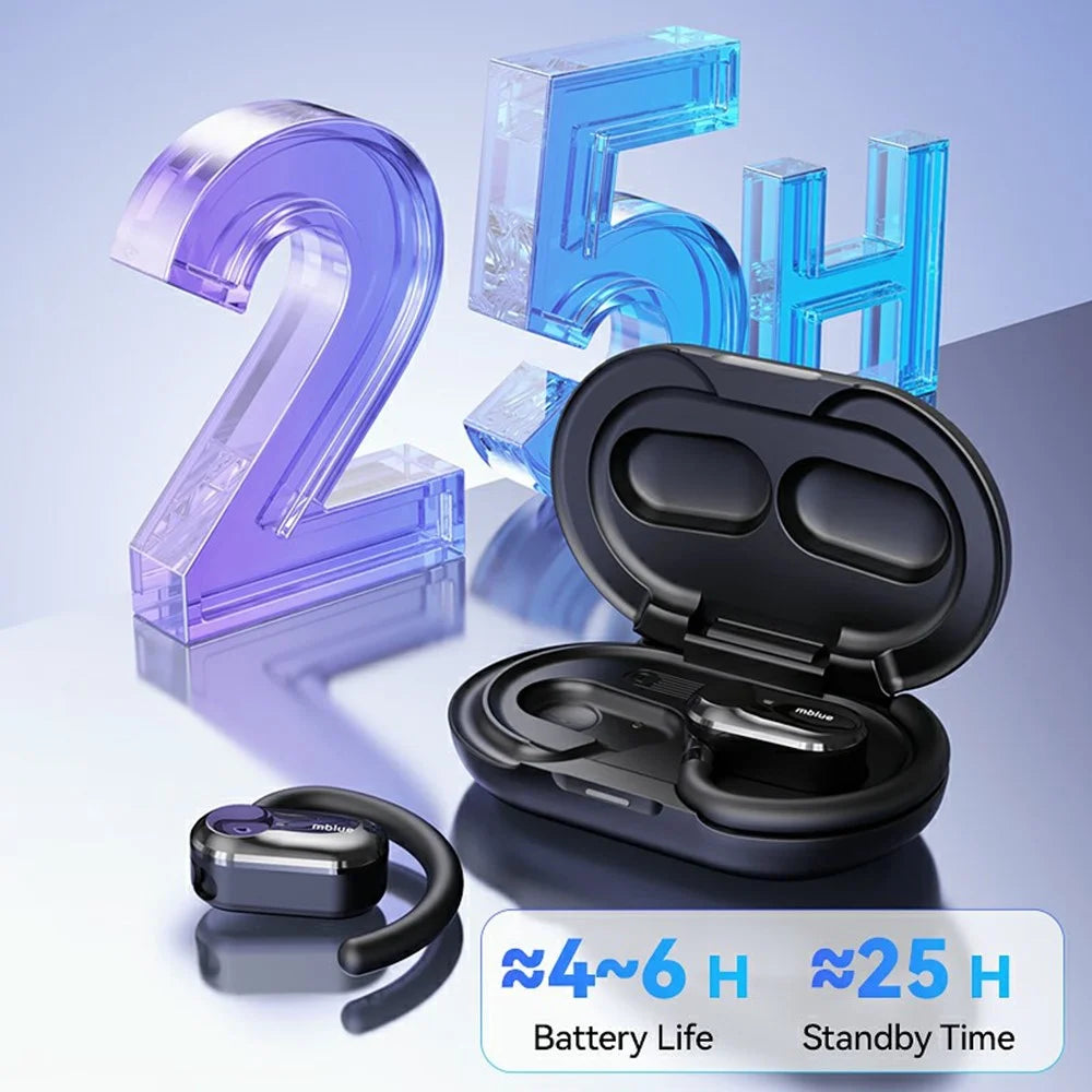 MBLUE H06 OWS Wireless Sports Earphones ENC Noise Reduction Bluetooth-compatible Headphones - Black - 6