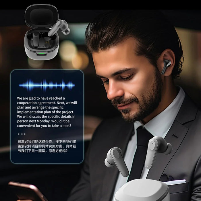 A98 Bluetooth-compatible 5.4 Wireless Earphones AI Smart Multi-Language Translation Earbuds Real-Time Translator - Grey - 3