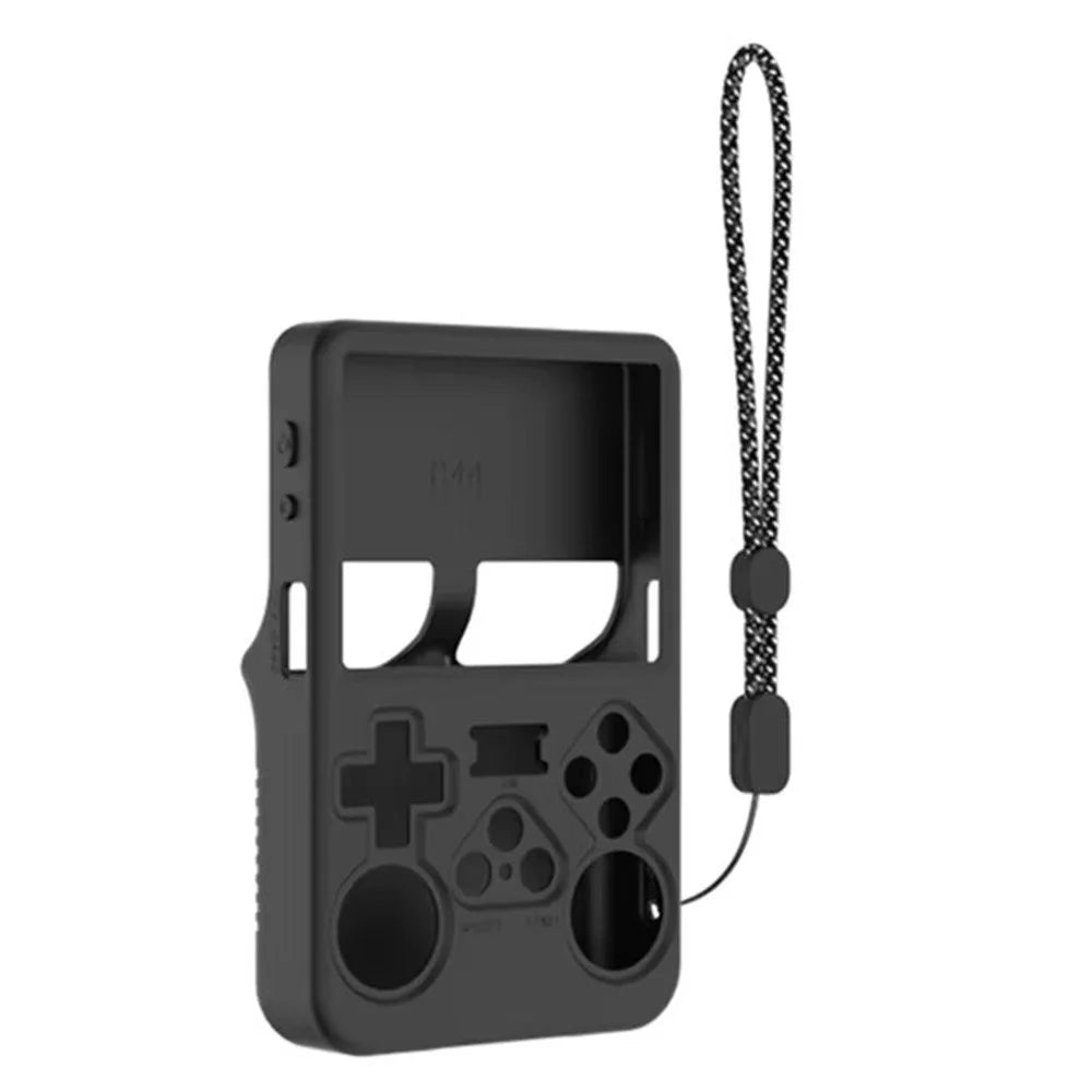 For ANBERNIC R36S Case Handheld Game Console Silicone Protective Cover with Wrist Strap - Black - 1