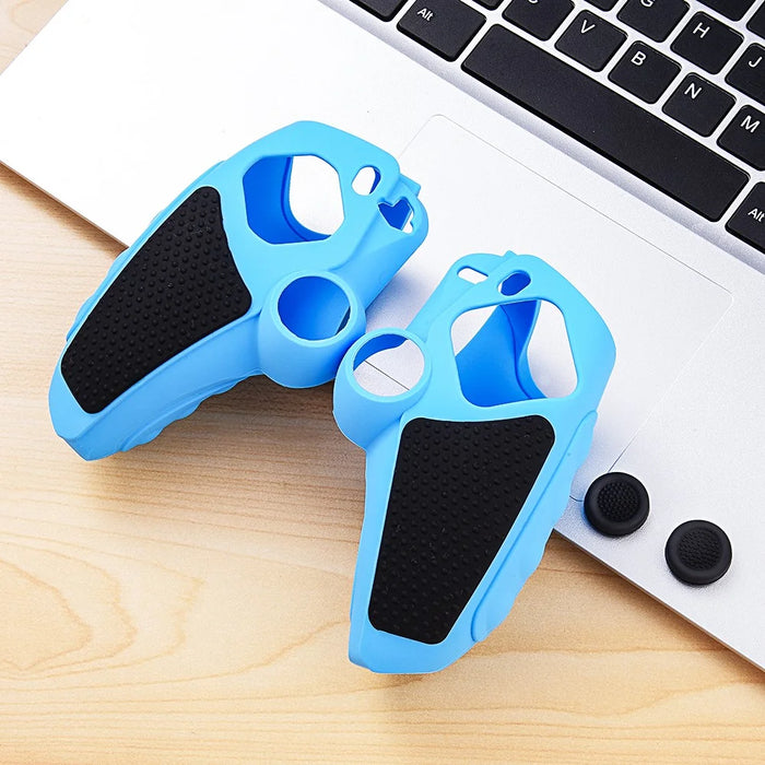 For Sony PlayStation Portal Controller Case Silicone Protective Cover with Joystick Caps - Blue - 7