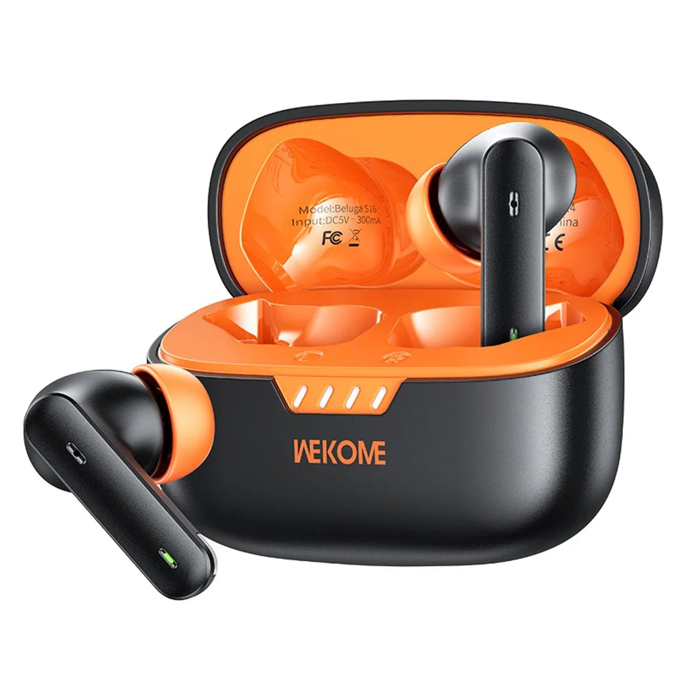 WEKOME Beluga S16 Bluetooth-compatible Earbuds ANC ENC Dual Noise Cancellation Wireless Headphones - Black  /  Orange - 1