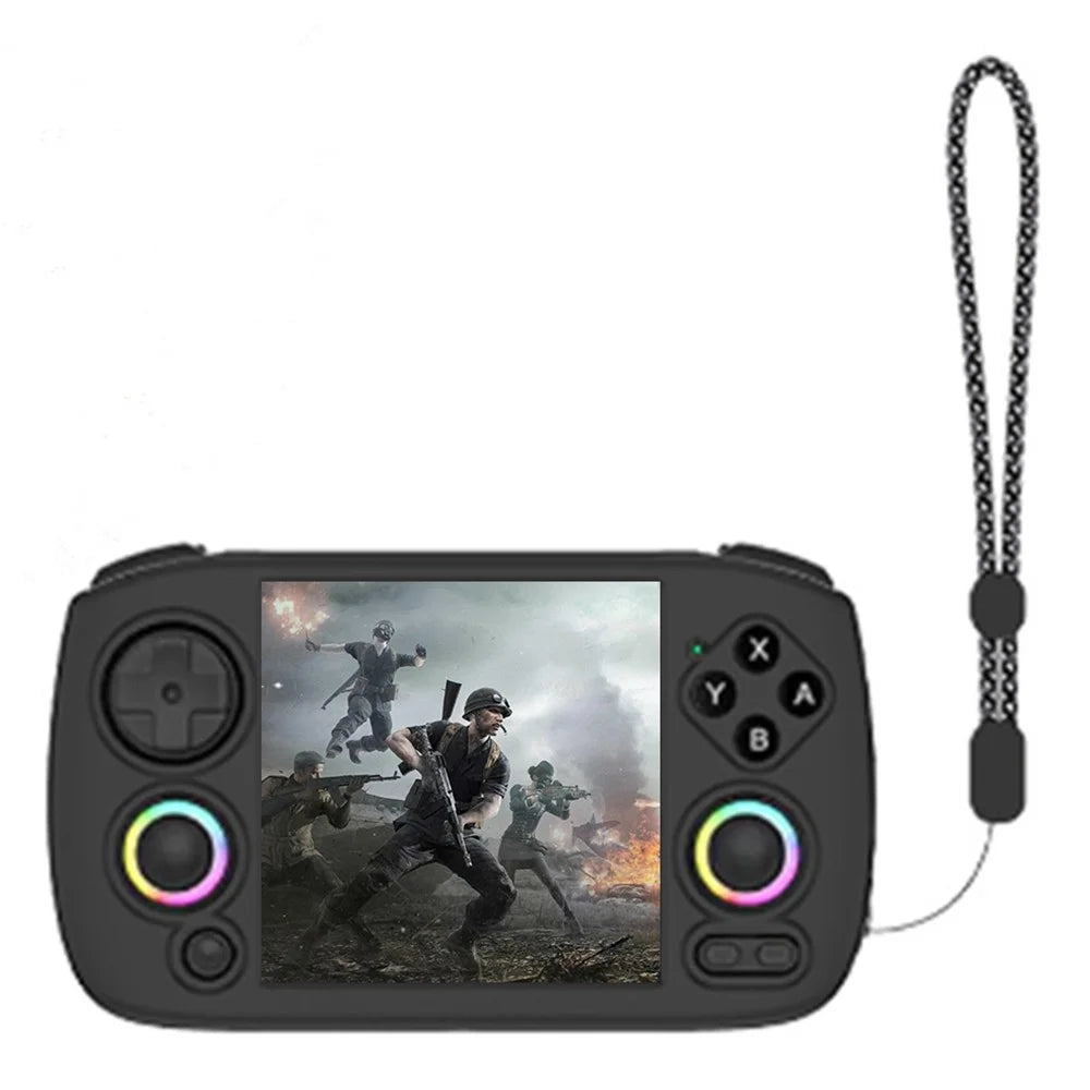 For ANBERNIC RG Cubexx Case Handheld Game Console Silicone Protective Cover with Wrist Strap - Black - 1