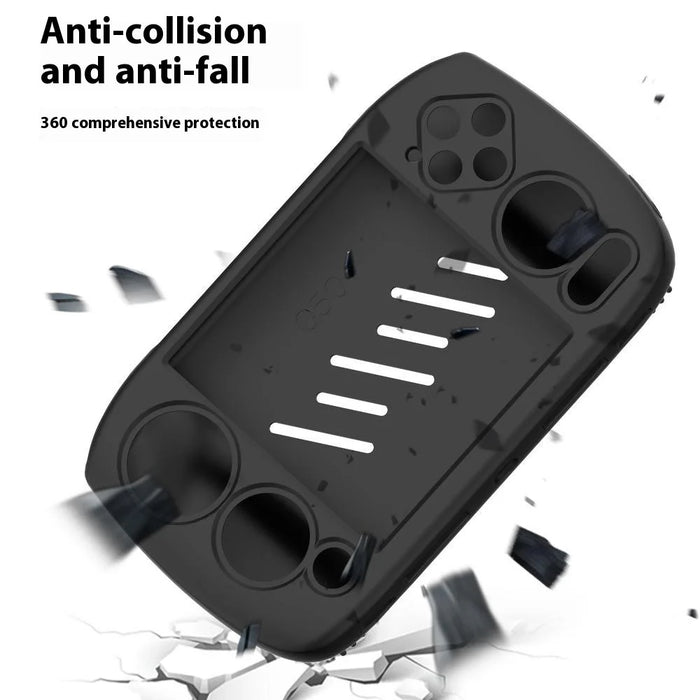 For ANBERNIC RG Cubexx Case Handheld Game Console Silicone Protective Cover with Wrist Strap - Black - 2