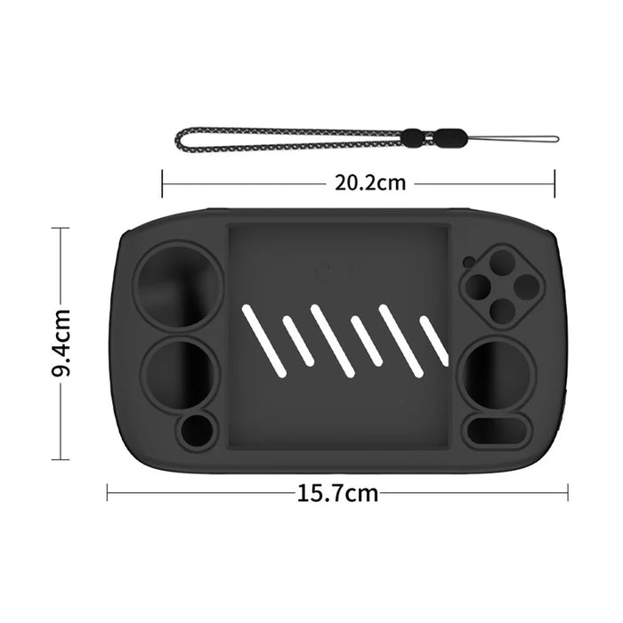 For ANBERNIC RG Cubexx Case Handheld Game Console Silicone Protective Cover with Wrist Strap - Black - 7