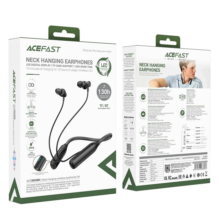 ACEFAST N4 Neckband Bluetooth-compatible Headphones IPX4 Waterproof Earphones Support TF Card - 7