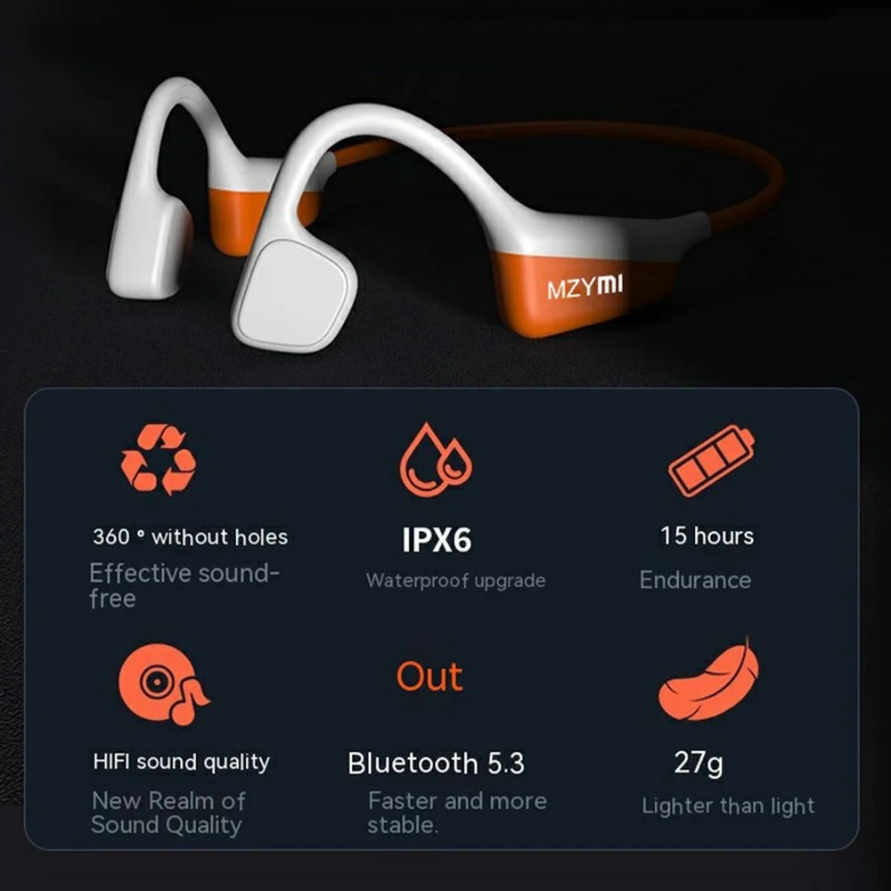 MZYMI I18PRO Bluetooth-compatible Neckband Headphones Bone Conduction Wireless Headset for Outdoor Sports - Orange - 5