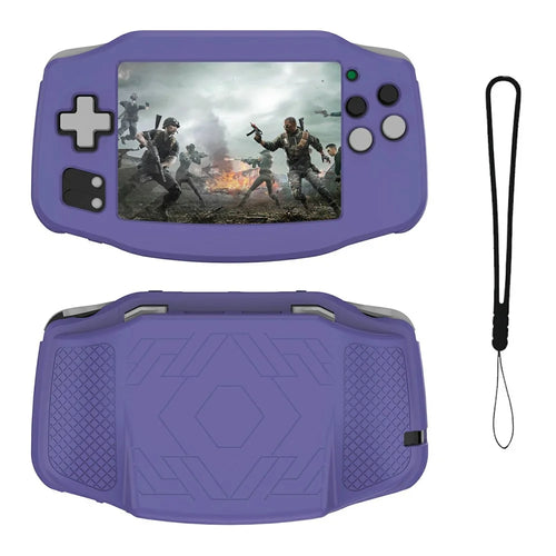 For AANBERNIC RG 34XX Silicone Protective Case Handheld Game Console Shockproof Cover with Hand Strap - Purple - 1
