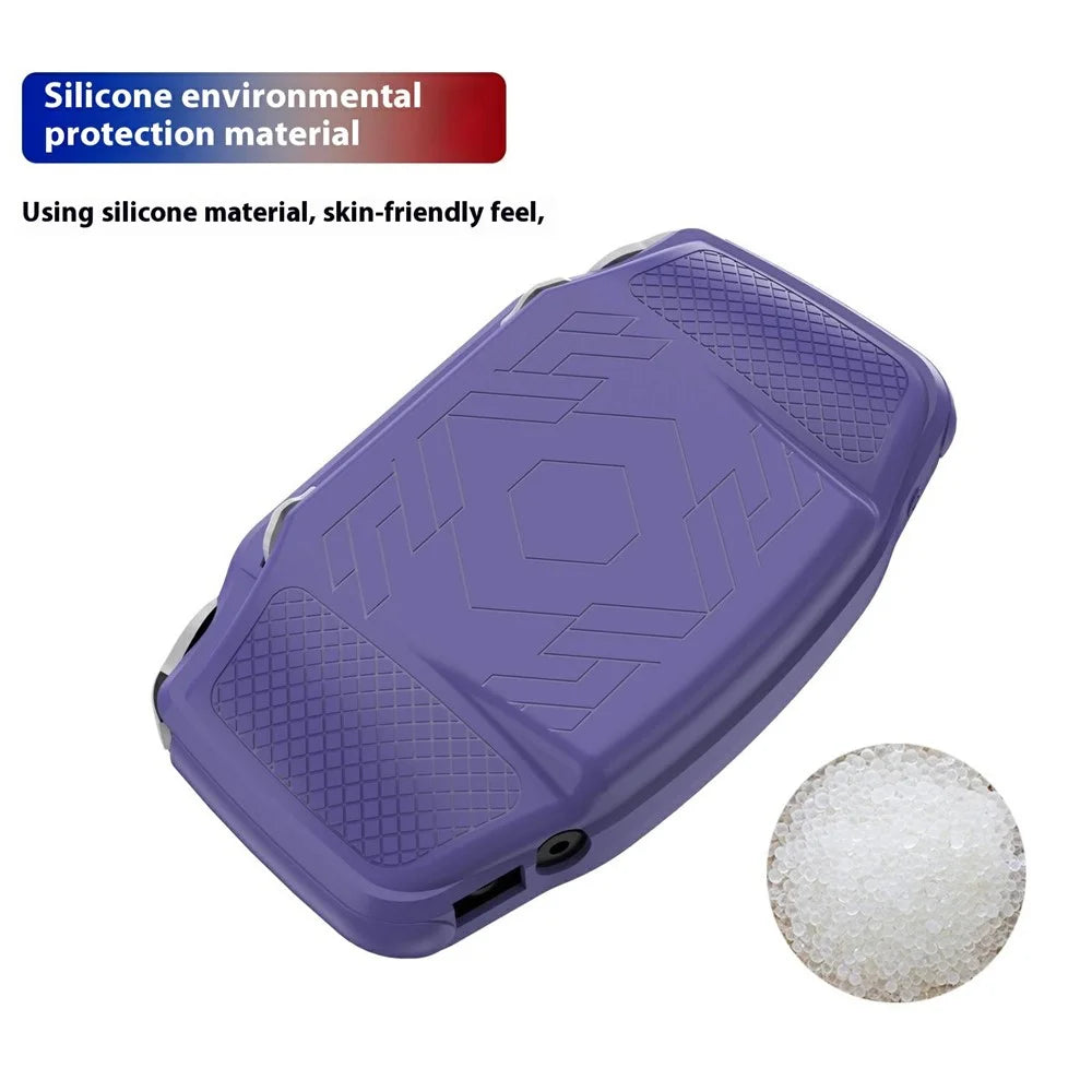 For AANBERNIC RG 34XX Silicone Protective Case Handheld Game Console Shockproof Cover with Hand Strap - Purple - 2