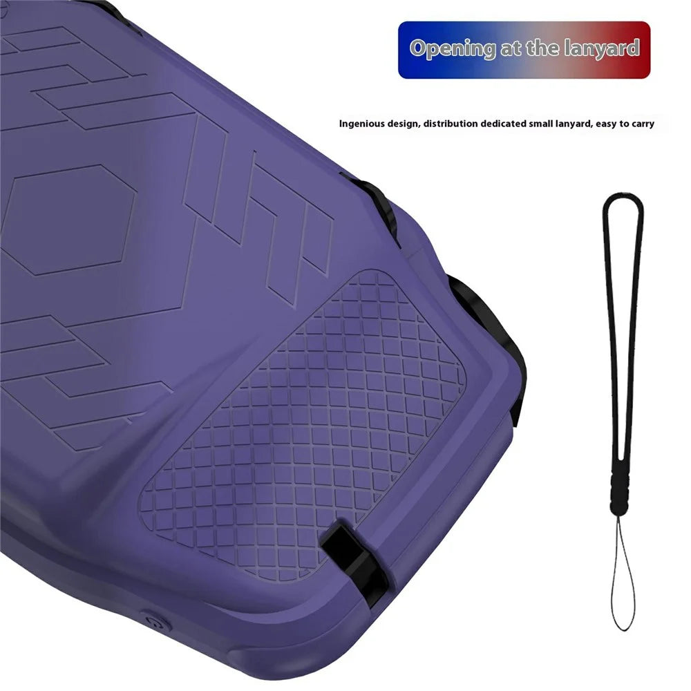 For AANBERNIC RG 34XX Silicone Protective Case Handheld Game Console Shockproof Cover with Hand Strap - Purple - 4