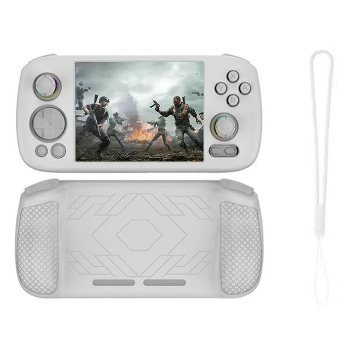 For AANBERNIC RG 406H Silicone Protective Case Handheld Game Console Shockproof Cover with Hand Strap - White - 1