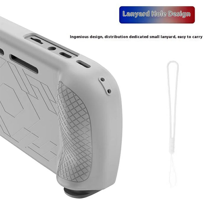 For AANBERNIC RG 406H Silicone Protective Case Handheld Game Console Shockproof Cover with Hand Strap - White - 6