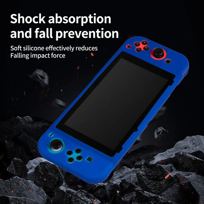 For Nintendo Switch Silicone Protective Case Handheld Game Console Shockproof Cover - Blue - 2
