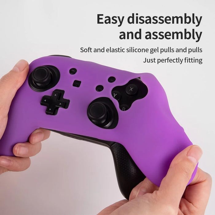 For Nintendo Switch Pro Controller Silicone Case Anti Drop Handheld Game Console Shockproof Protective Cover - Purple - 5