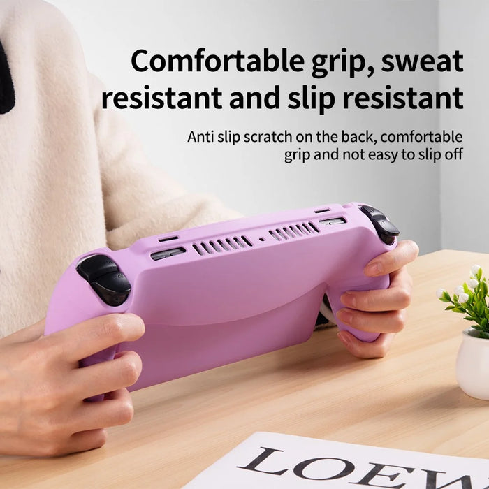 For Sony PlayStation Portal Silicone Protective Case Anti Slip Handheld Game Console Shockproof Cover - Pink - 3
