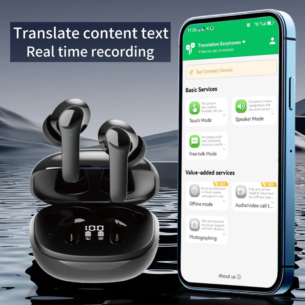 B11 Smart Voice Translation Earbuds Noise Reduction Bluetooth-Compatible In Ear Headphones - Black - 3