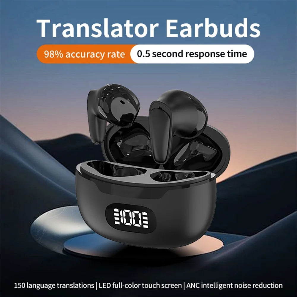 B28 150 Languages Smart Voice Translation Earbuds Bluetooth-Compatible Semi In Ear Headphones - Black - 3