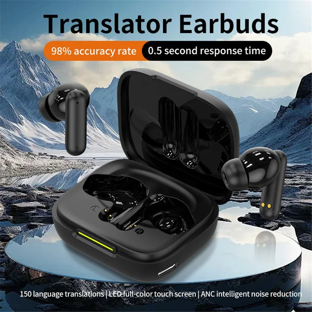 B19 150 Languages Smart Voice Translation Earbuds HD Calls Wireless Bluetooth-Compatible In Ear Headphones - Black - 4