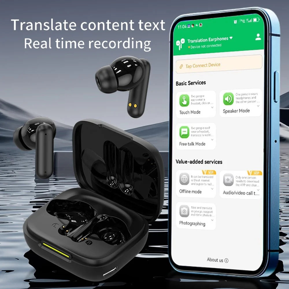 B19 150 Languages Smart Voice Translation Earbuds HD Calls Wireless Bluetooth-Compatible In Ear Headphones - Black - 5
