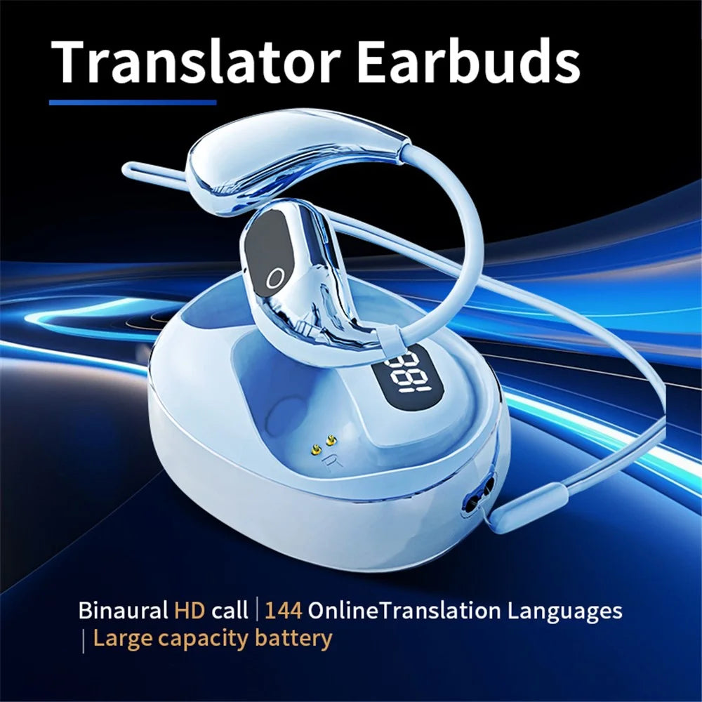 XG99 144 Languages Smart Voice Translation Earphones Bluetooth-Compatible OWS Open Ear Headphones - Blue - 3