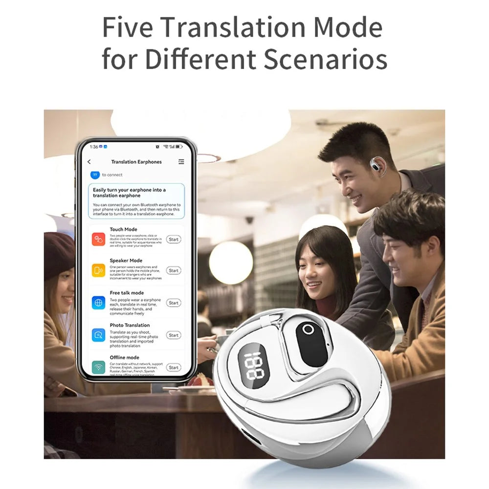 XG99 144 Languages Smart Voice Translation Earphones Bluetooth-Compatible OWS Open Ear Headphones - Blue - 4